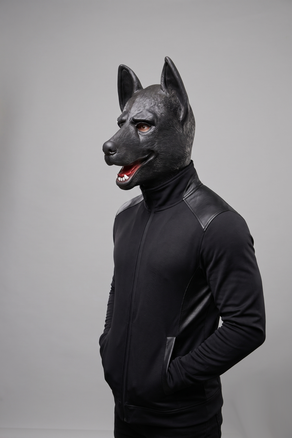 Black Rubber Textured Puppy Hood l Large Size l German Shepherd K9 Style
