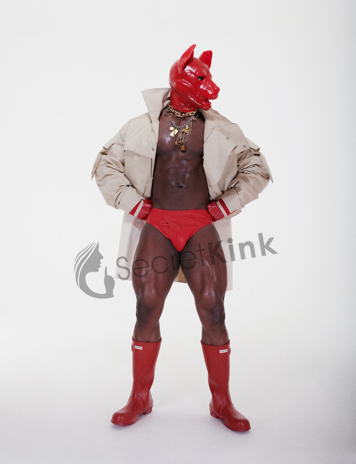 Red Latex German Shepherd Puppy Hood