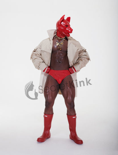 Red Latex German Shepherd Puppy Hood