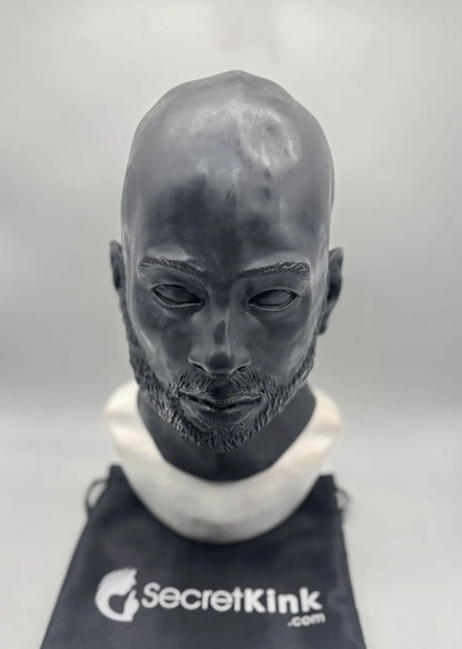 Heavy Masculine Rubber Hood with Beard Design