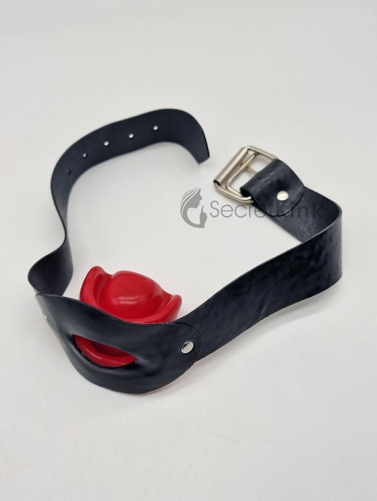Latex Mouth Gag with Latex Strap Buckle Belt