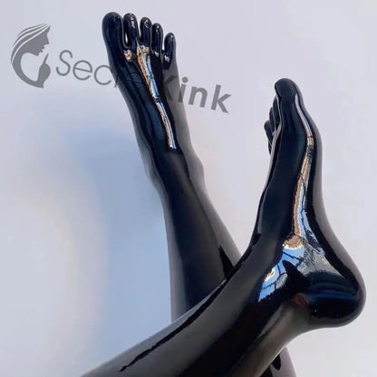 Black Long Latex Toe Socks (Knee Length - Moulded)