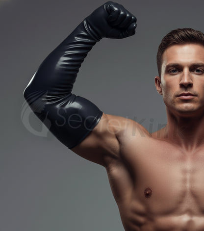 Latex Long Black Gloves Moulded S - XL