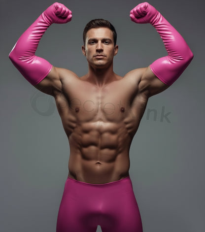 Latex Long Pink Gloves Moulded S - XL
