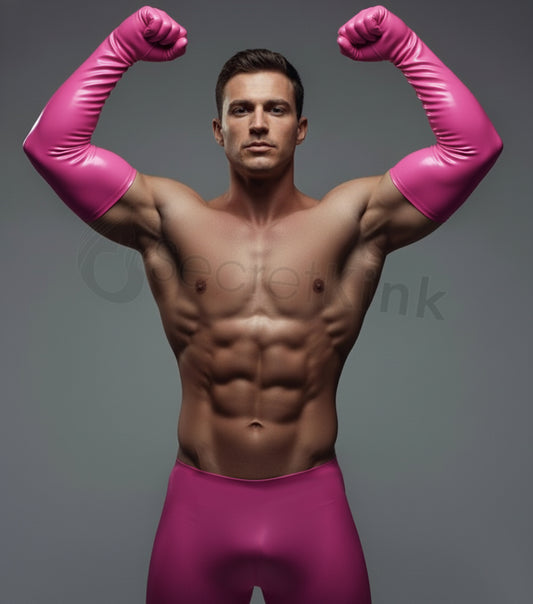 Latex Long Pink Gloves Moulded S - XL