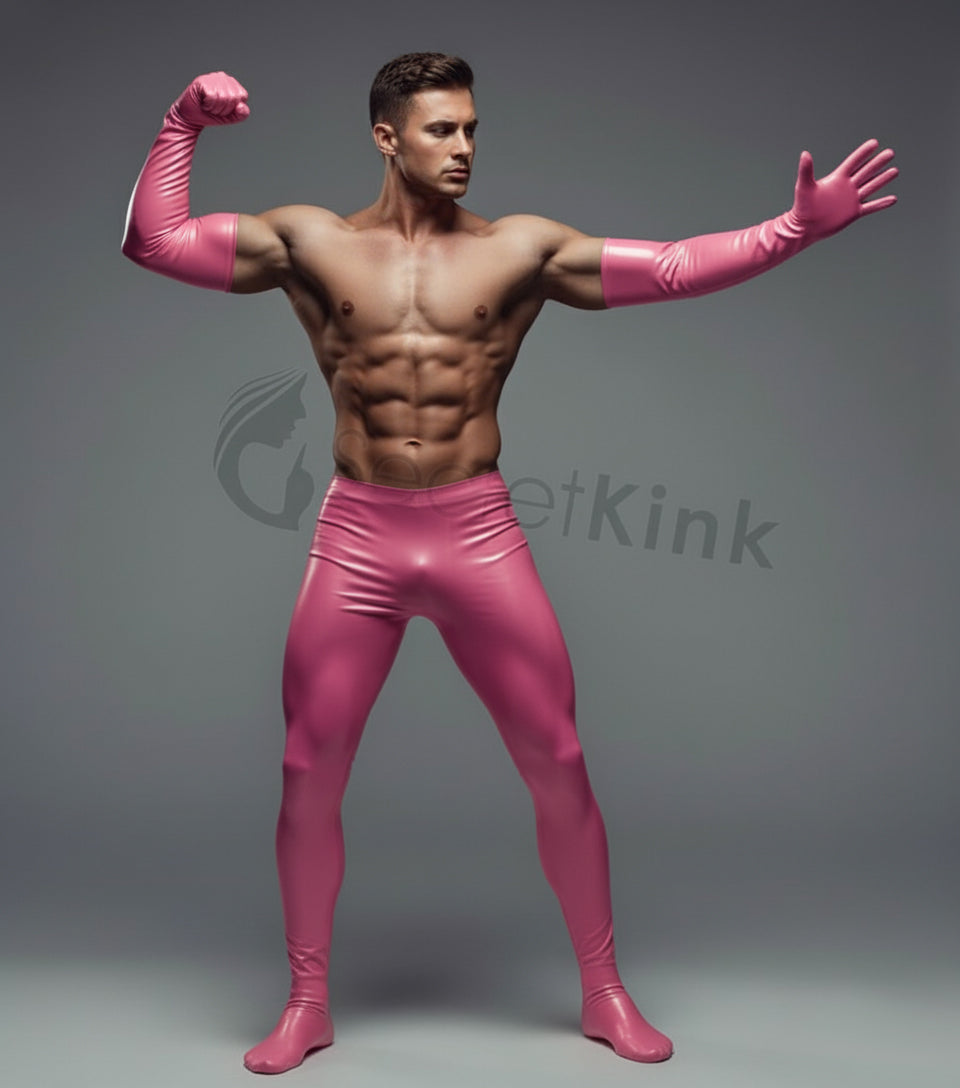 Latex Long Pink Gloves Moulded S - XL