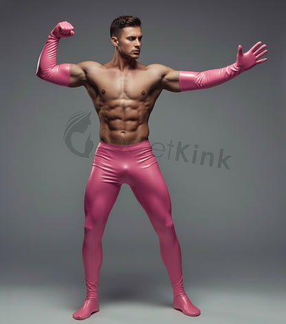 Latex Long Pink Gloves Moulded S - XL