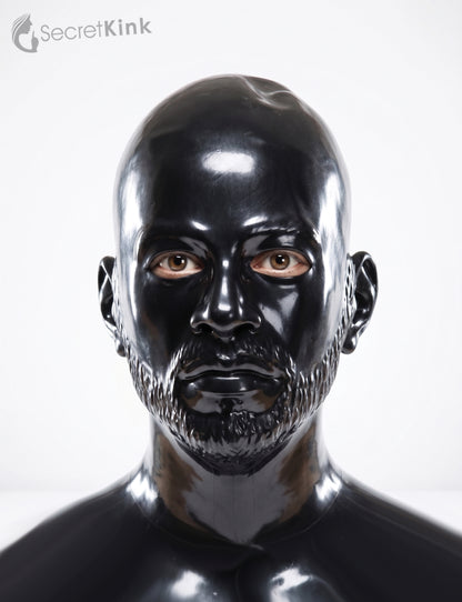 Masculine Latex Hood with Beard Contour