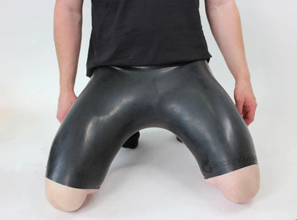 Unisex Knee-Length Black Latex Shorts
