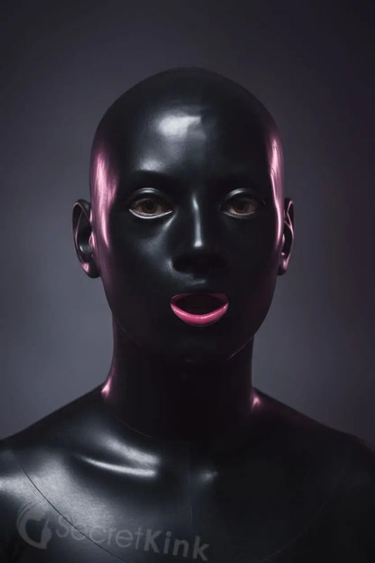 Moulded Latex Feminine Hood (with Mouth Gag and Nose Tubes)