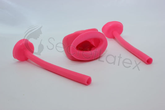 Moulded Latex Rubber Mouth Gag & Nasal Tube Set