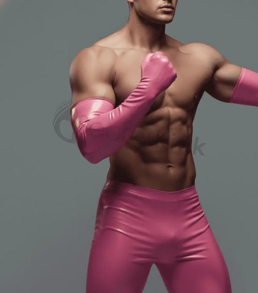 Latex Long Pink Gloves Moulded S - XL