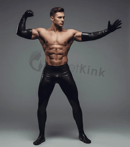 Latex Long Black Gloves Moulded S - XL