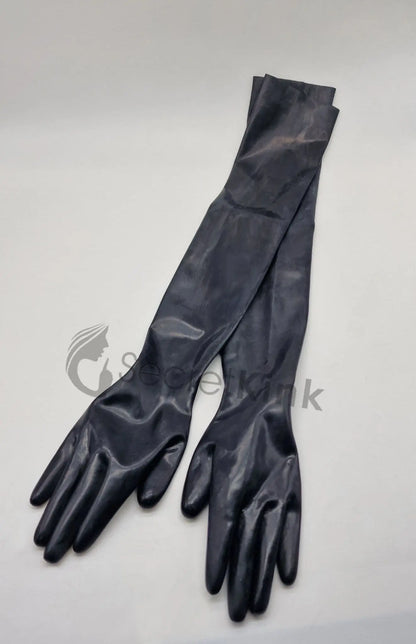 Latex Long Black Gloves Moulded S - XL
