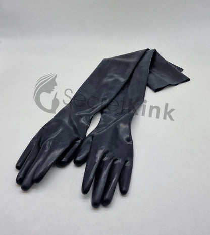 Latex Long Black Gloves Moulded S - XL