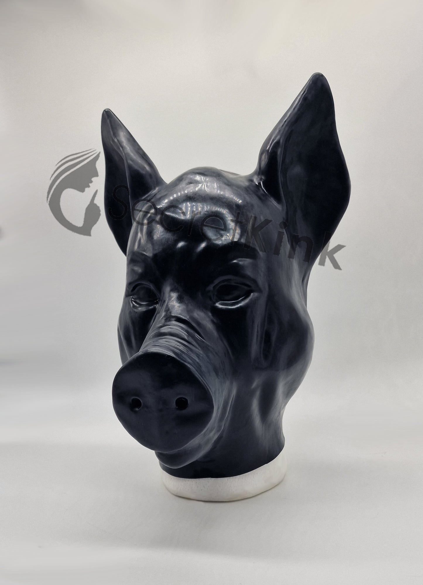 Black Latex Moulded Pig Hood