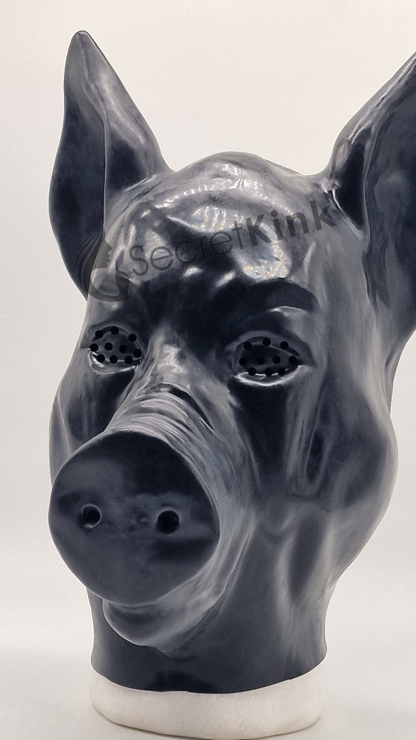 Black Latex Moulded Pig Hood