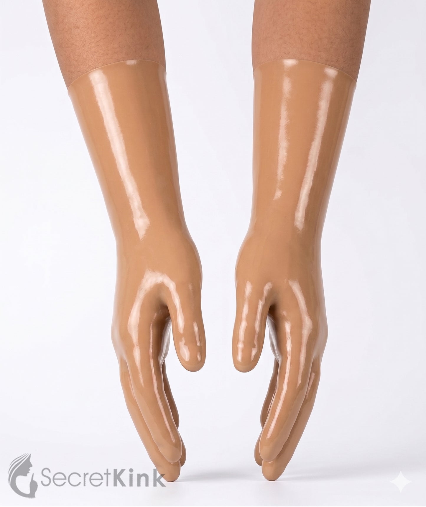 Nude Latex Forearm Gloves