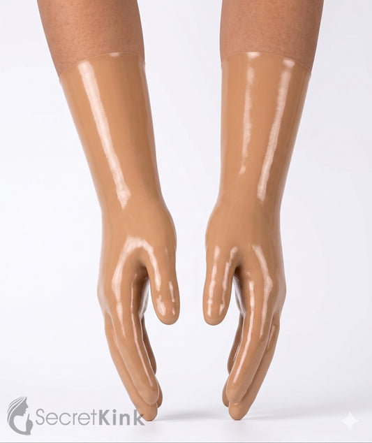Nude Latex Forearm Gloves