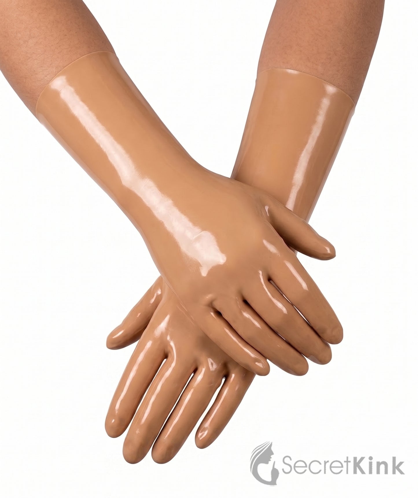 Nude Latex Forearm Gloves