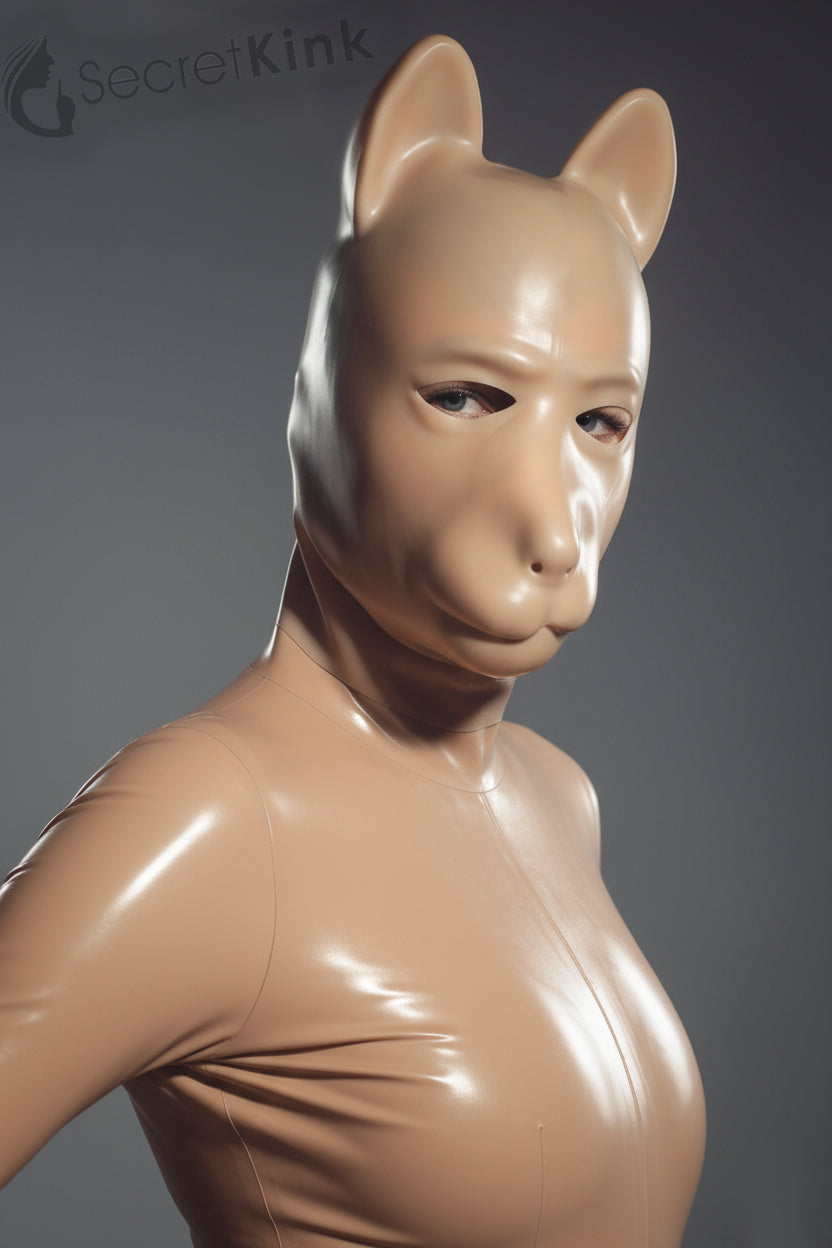 Nude Latex Rubber Puppy Dog Hood