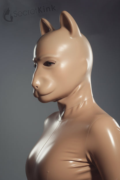 Nude Latex Rubber Puppy Dog Hood