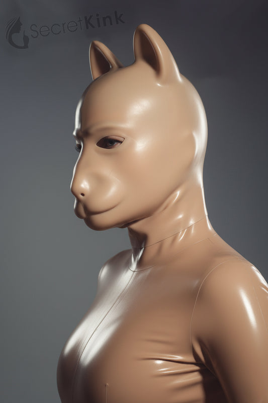 Nude Latex Rubber Puppy Dog Hood