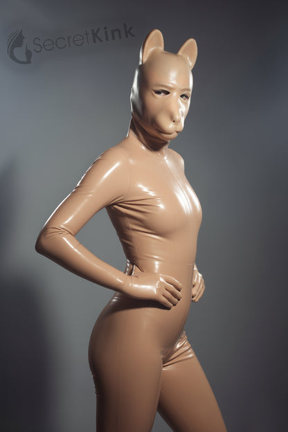 Nude Latex Rubber Puppy Dog Hood
