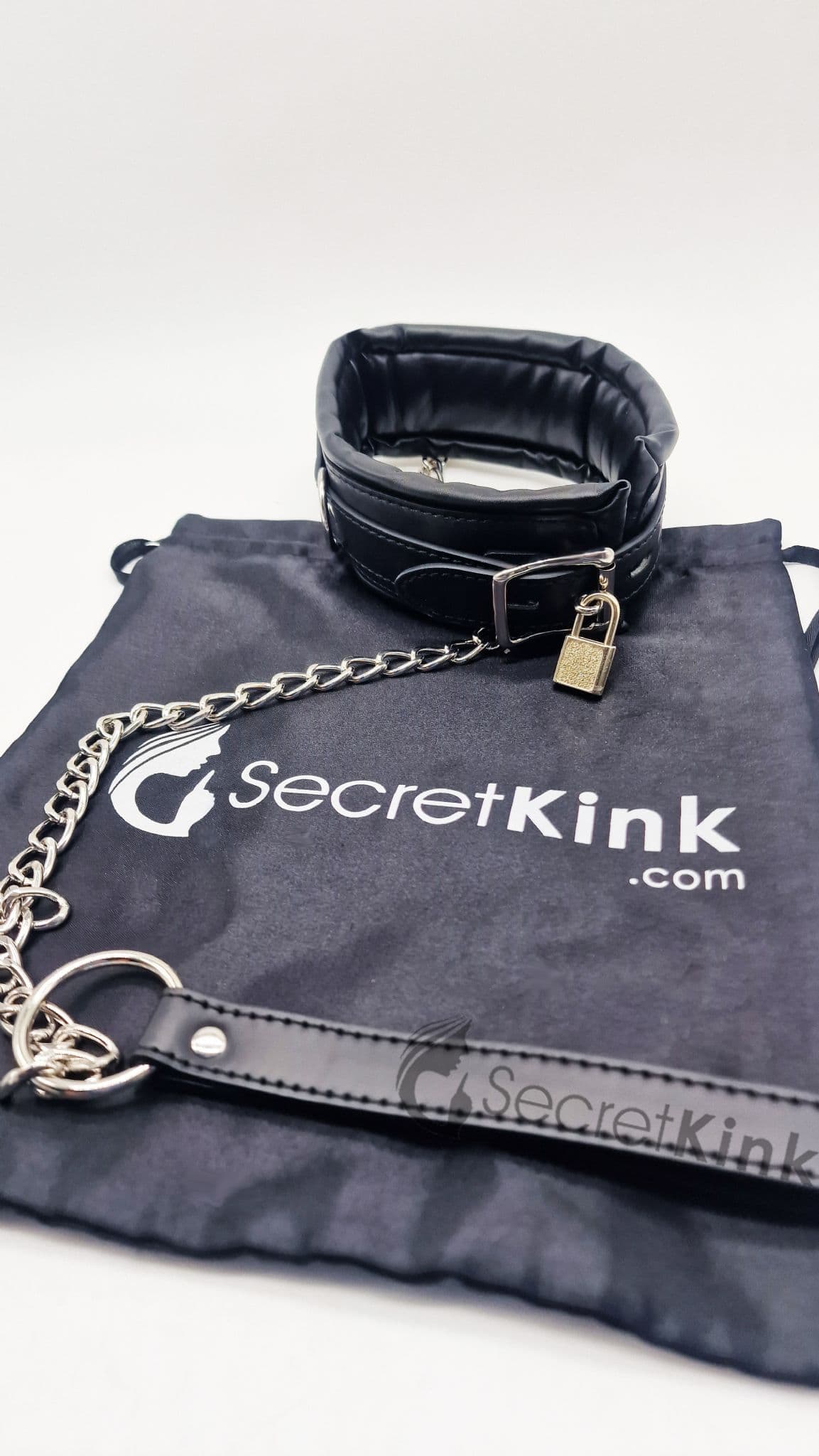Padded Flexible Padlock Collar with Chain Leash