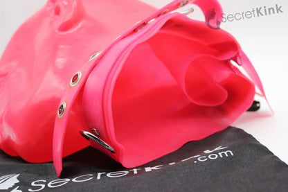 Extra Thick Pink Latex Feminine Hood (Includes Padlock Collar)