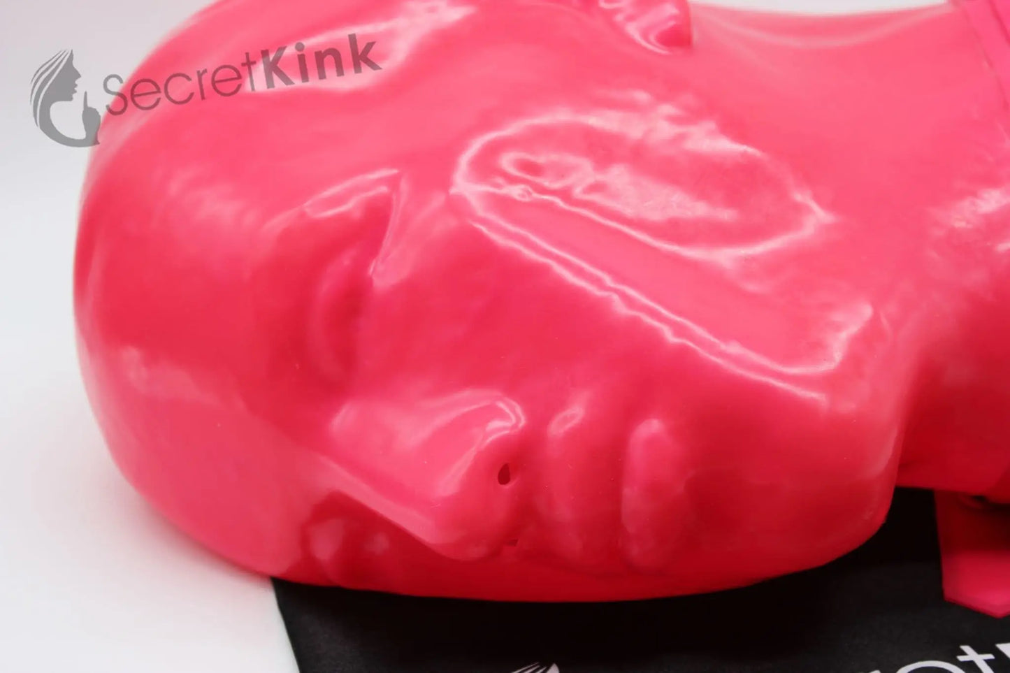 Extra Thick Pink Latex Feminine Hood (Includes Padlock Collar)