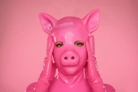 Pink Latex Piglet Hood