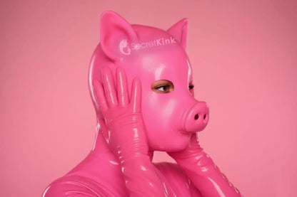 Pink Latex Piglet Hood