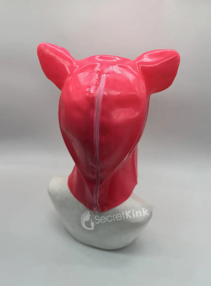 Pink Latex Piglet Hood