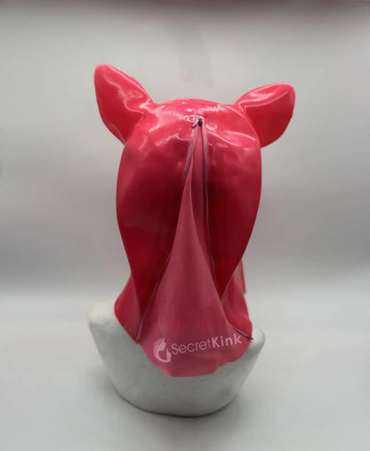 Pink Latex Piglet Hood