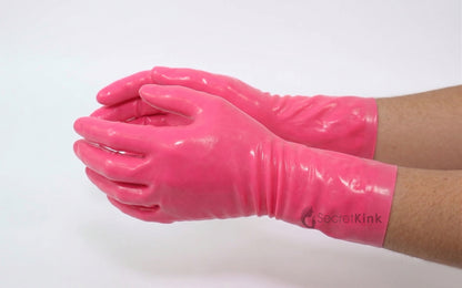 Hot Pink Latex Wrist Gloves