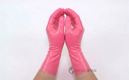 Hot Pink Latex Wrist Gloves