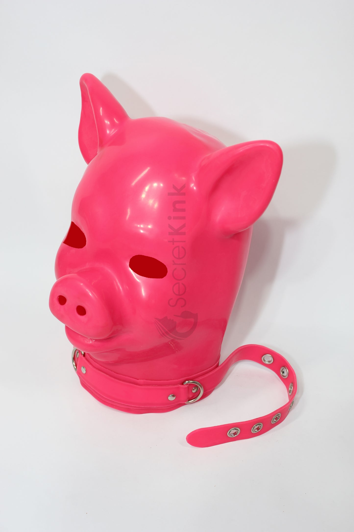 Extra Thick Pink Latex Pig Hood (Latex Padlock Collar)