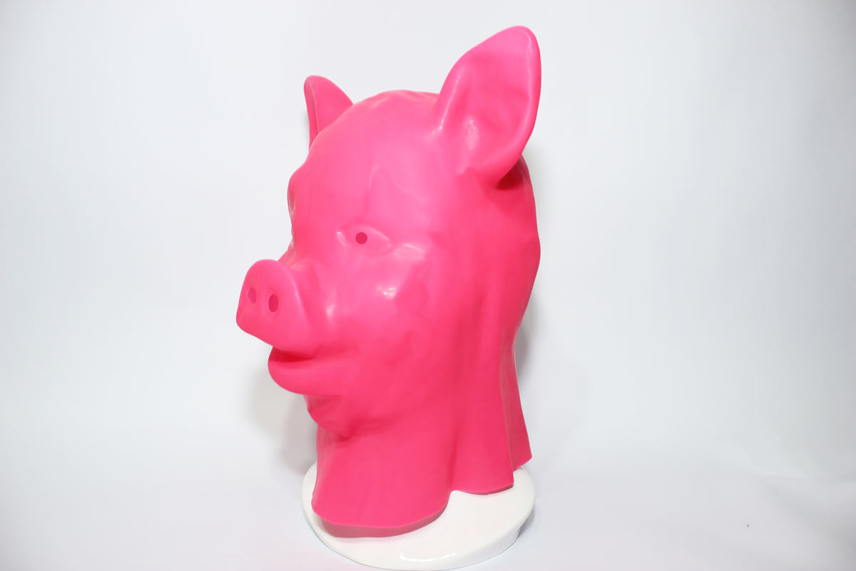 Pink Latex Piglet Hood | Rubber Pig Mask for Cosplay & Pet Play
