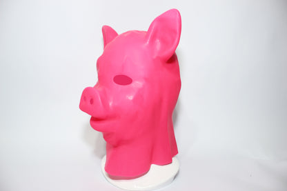 Pink Latex Piglet Hood | Rubber Pig Mask for Cosplay & Pet Play
