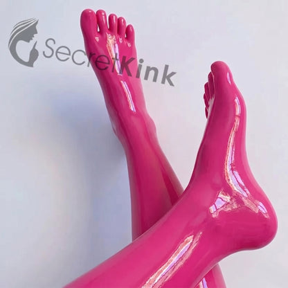 Long Pink Latex Toe Socks (Knee Length - Moulded)