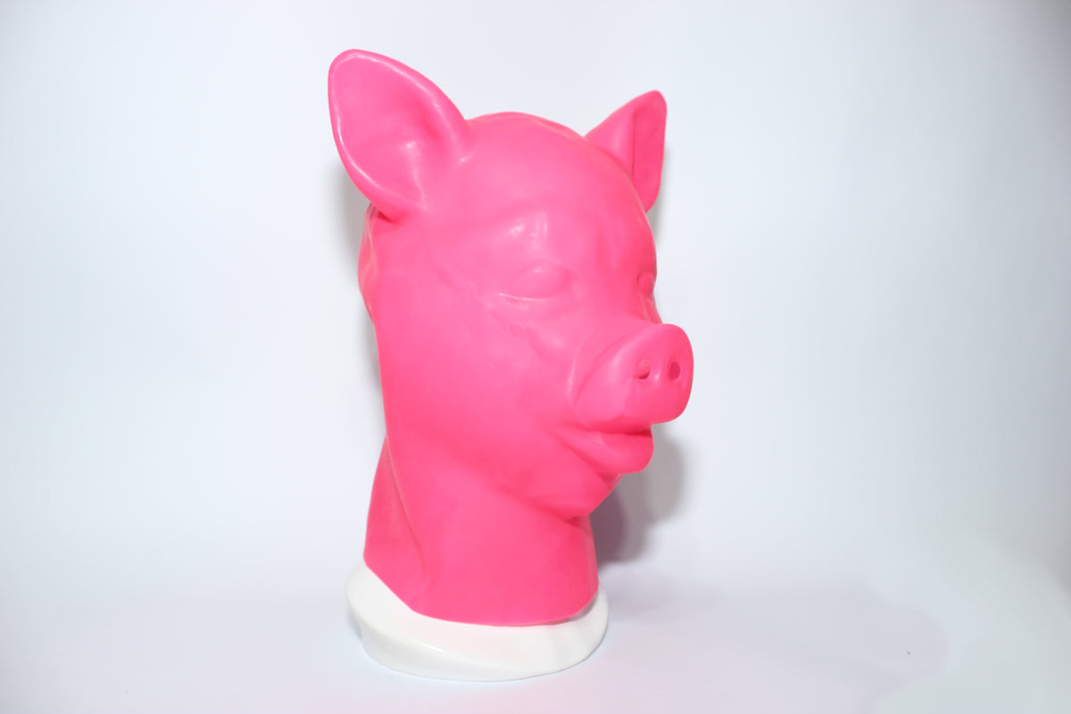 Pink Latex Piglet Hood | Rubber Pig Mask for Cosplay & Pet Play