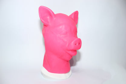 Pink Latex Piglet Hood | Rubber Pig Mask for Cosplay & Pet Play