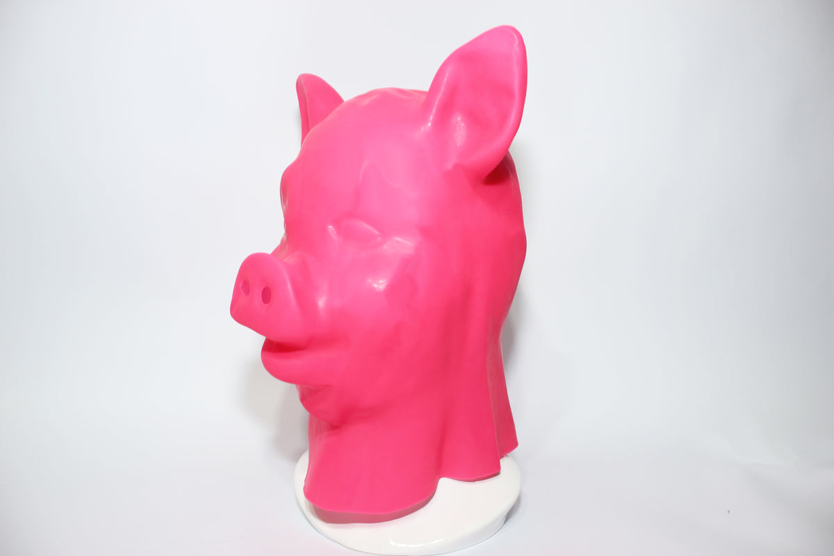 Pink Latex Piglet Hood | Rubber Pig Mask for Cosplay & Pet Play