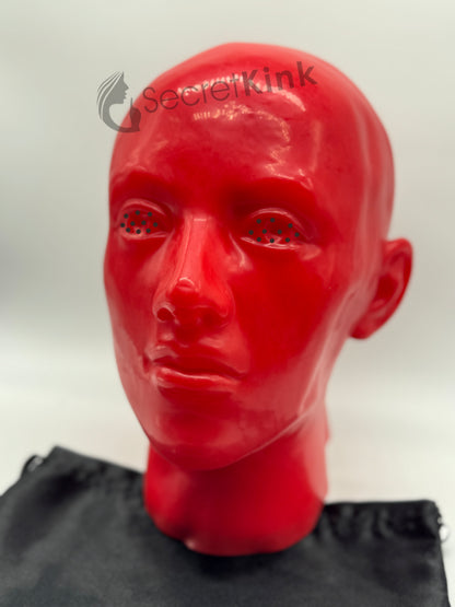 Feminine Red Latex Moulded Hood