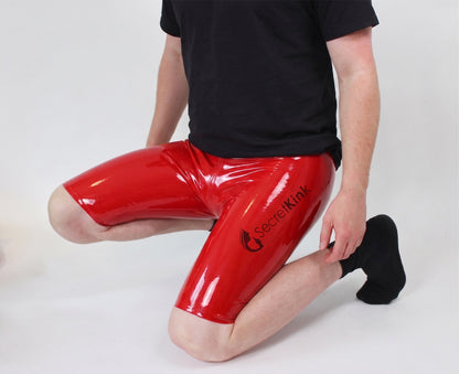 Knee-Length Red Latex Shorts