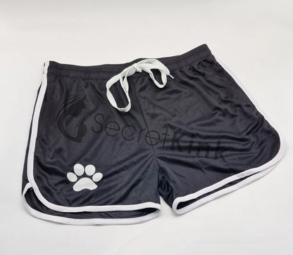 Unisex Mesh Puppy Play Shorts - Paw Print Retro Gym Shorts
