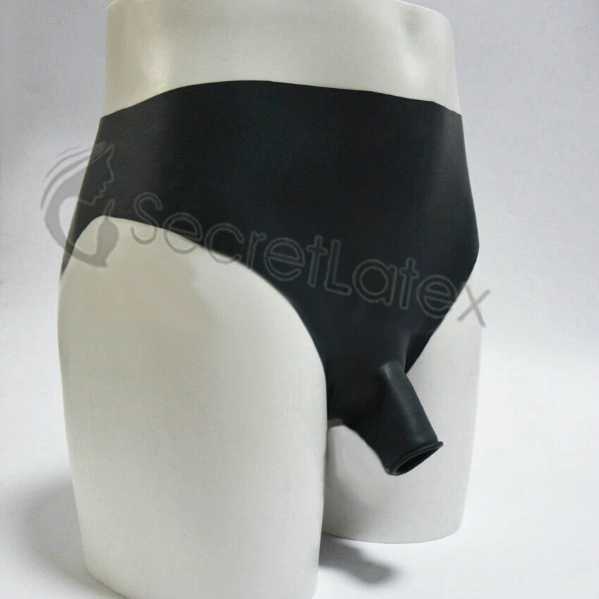 Black Latex Pants Briefs Open Sheath