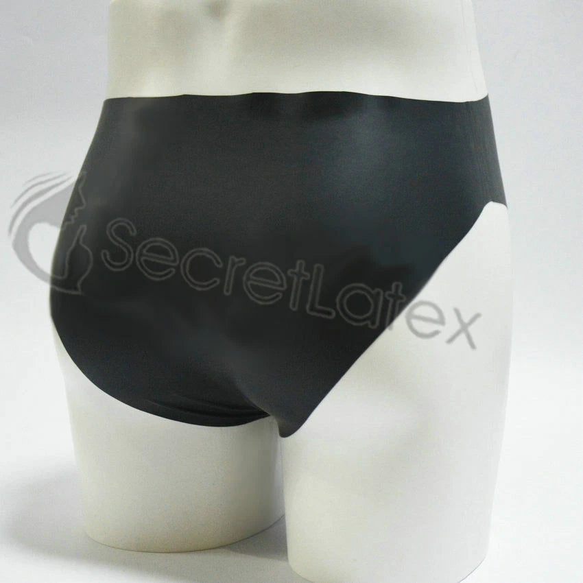 Black Latex Pants Briefs Open Sheath