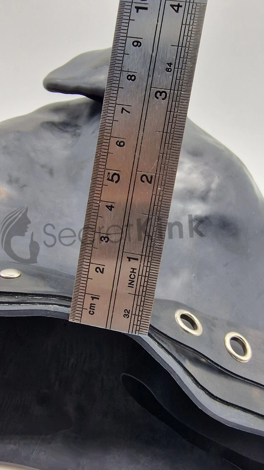 Extra Thick Black Latex Rubber Pig Hood (with Padlock Collar)